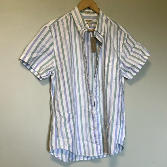NWT J. Crew Men's Striped Short Sleeve Shirt - Picture 2 of 8